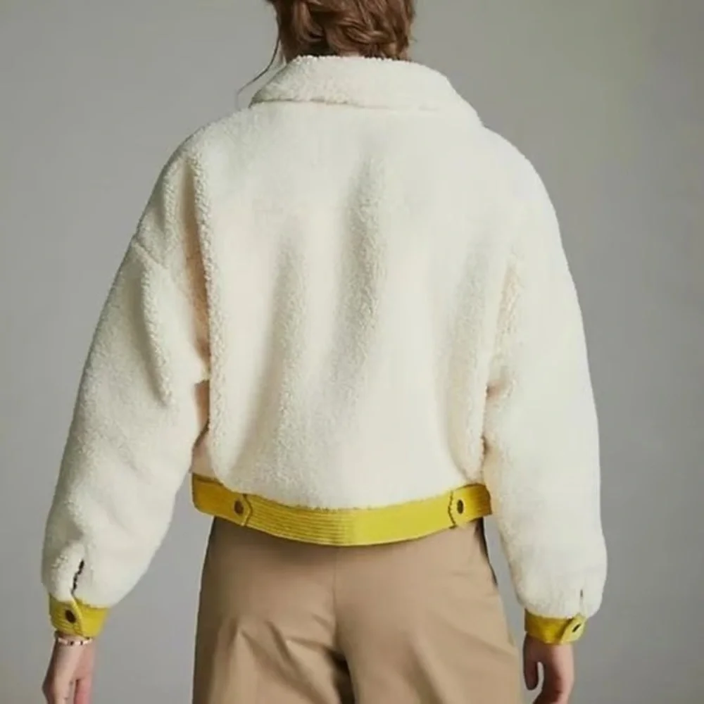 JODIFL‎ Corduroy Trim Button Up Sherpa Jacket Size S Cabincore
